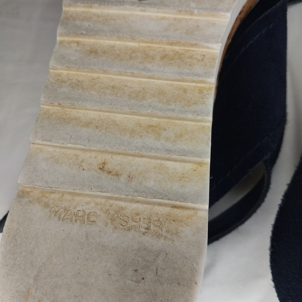 Marc Fisher Glitze Wedge Sport Lug Sole Slingback Navy Sandal Size 8 1/2 - Picture 10 of 12